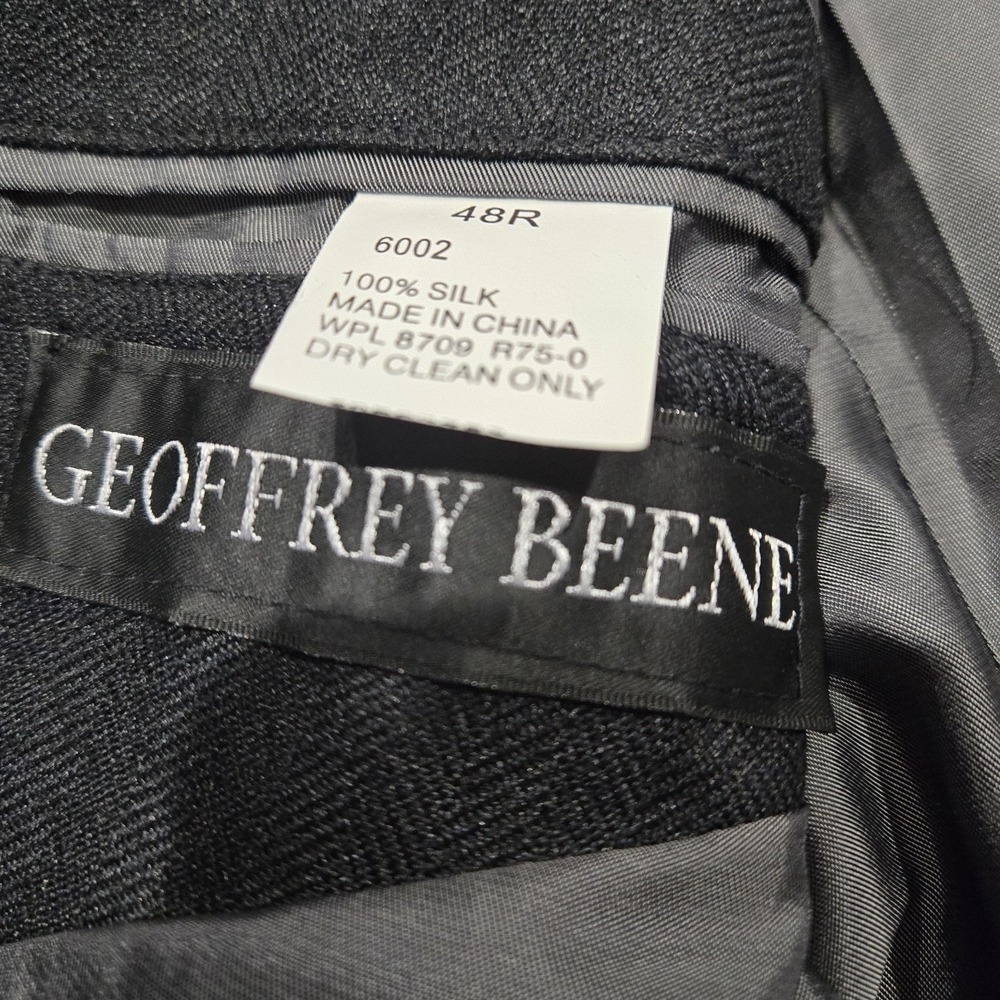 Geoffrey Beene Vintage 100% Silk Black Jacket 48R Length 32 - Picture 3 of 6